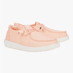Hey Dude Women's Wendy Stretch Canvas Lace-Up Loafer in Peach